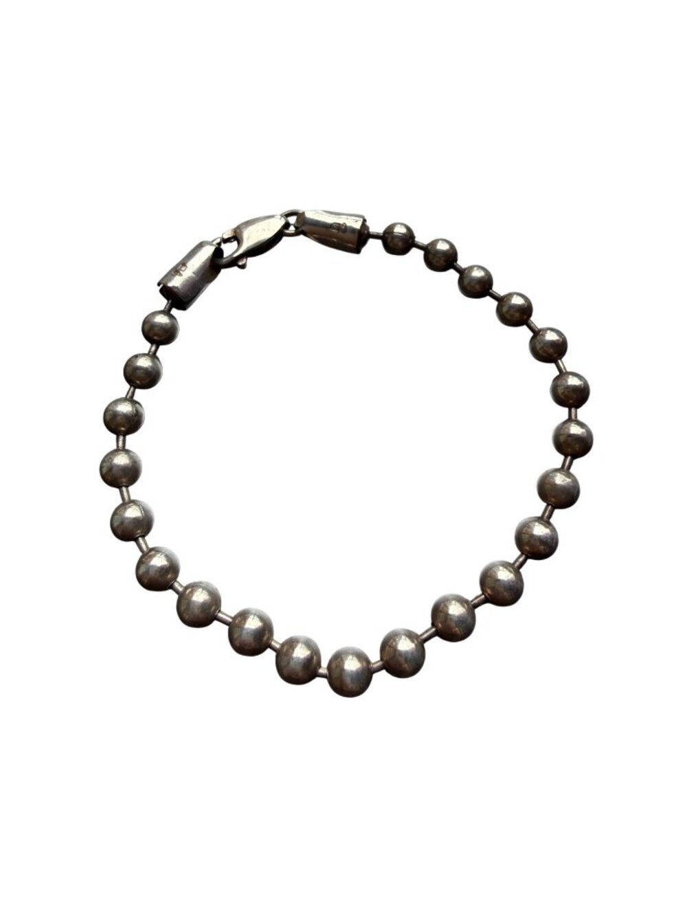 Sterling Silver 925 Italy Ball Chain Bracelet SU Clasp 8" Long